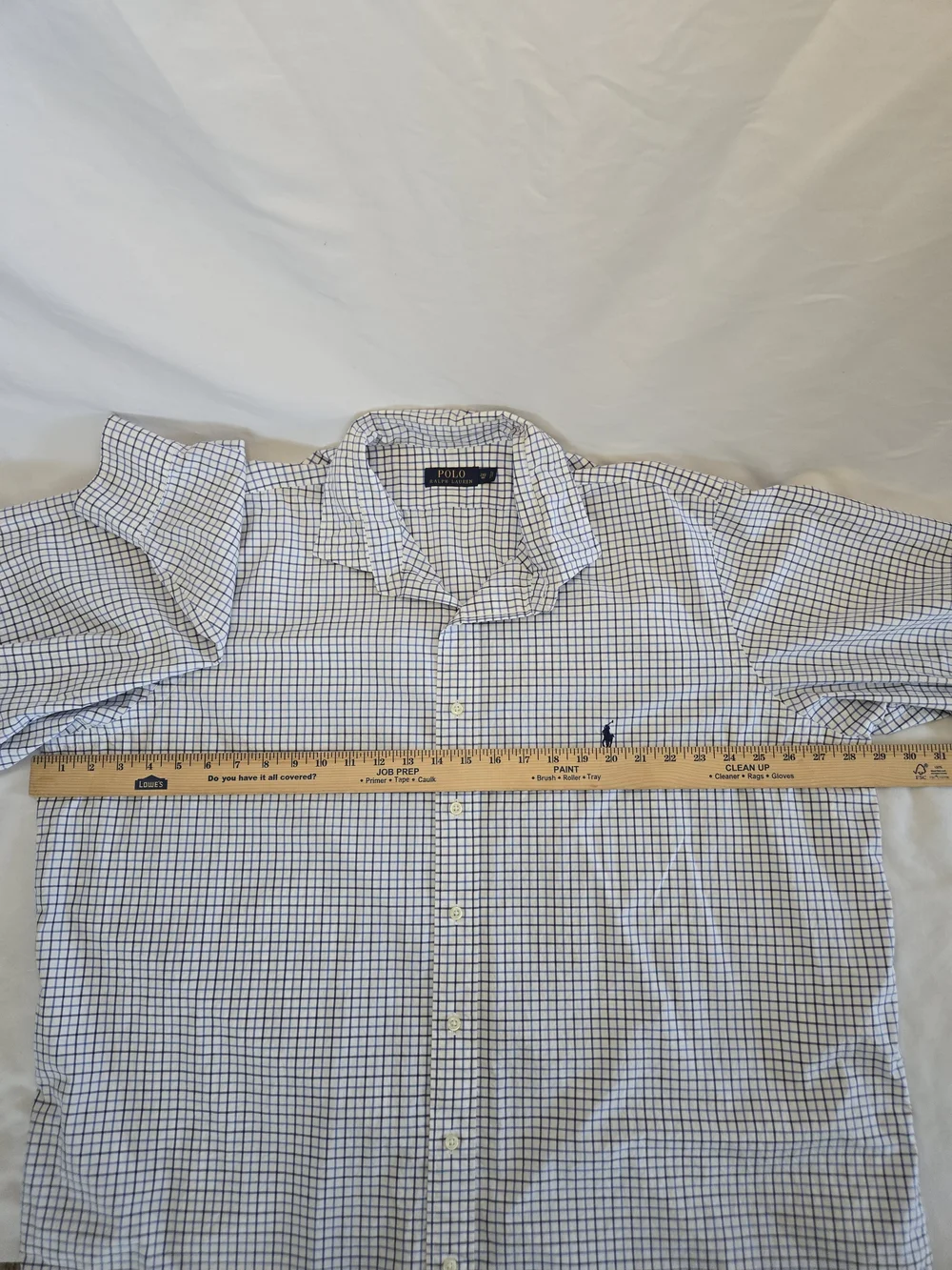 Polo Ralph Lauren White Shirt with Navy Windowpane Check
